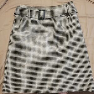 Gianni Black and White Belted Pencil Skirt